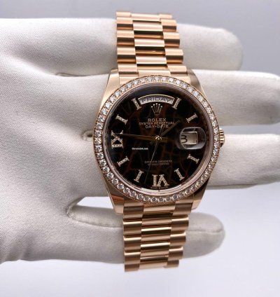 Rolex Day-date 36 Rose Gold Diamond Bezel Eisenkiesel Diamond Dial