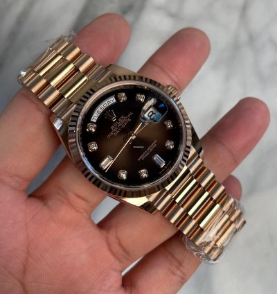 Rolex Day-date 36 Rose Gold President Chocolate Diamonds