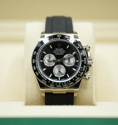 Rolex Daytona 2023 White Gold Daytona Oysterflex Black Dial New Release Box Papers 126519ln