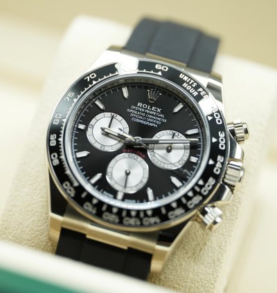 Rolex Daytona 2023 White Gold Daytona Oysterflex Black Dial New Release Box Papers 126519ln
