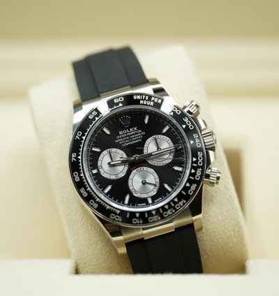 Rolex Daytona 2023 White Gold Daytona Oysterflex Black Dial New Release Box Papers 126519ln