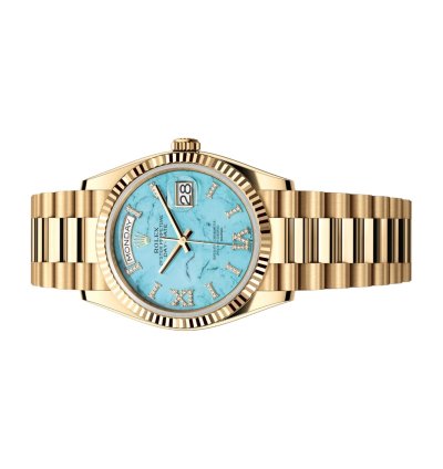 Rolex Day-date 36 Turqoise Roman Diamond Dial 128238 Unworn Full Set