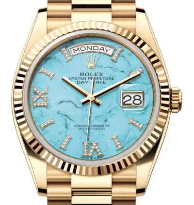 Rolex Day-date 36 Turqoise Roman Diamond Dial 128238 Unworn Full Set