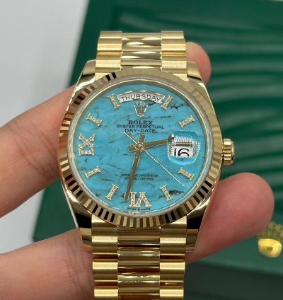 Rolex Day-date 36 Turquoise Diamond Dial Yellow Gold President