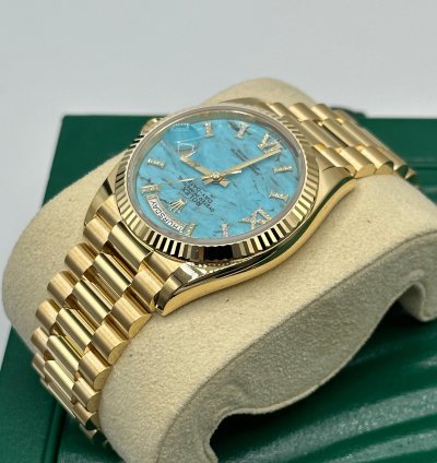 Rolex Day-date 36 Turquoise Diamond Dial Yellow Gold President