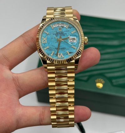 Rolex Day-date 36 Turquoise Diamond Dial Yellow Gold President