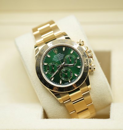 Rolex Daytona 2023 Yellow Gold Daytona Green Dial Unworn 116508 Box And Papers