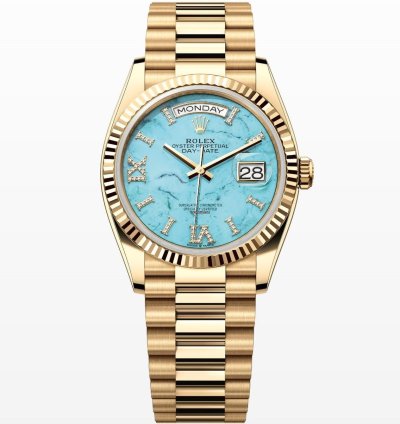 Rolex Day-date 36 Turquoise Diamond Roman Dial Unworn