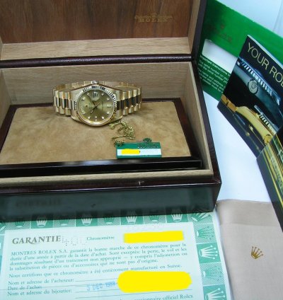 Rolex Day-date 36 Un-worn Boxes Papers Champagne Diamond Dial Fluted Bezel 18238
