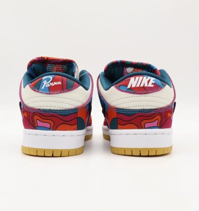 Dh7695-600 Nike Sb Dunk Low Pro Parra Abstract Art Fire Pink Gym Red Mocha Blue