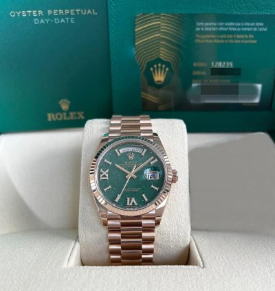 Rolex Day-date 36 Unworn 128235 Day-date 36mm Green Aventurine Diamond Roman 9 Dial President Bracelet