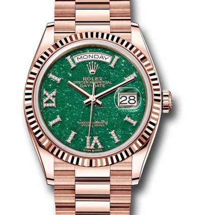 Rolex Day-date 36 Unworn 128235 Day-date 36mm Green Aventurine Diamond Roman 9 Dial President Bracelet