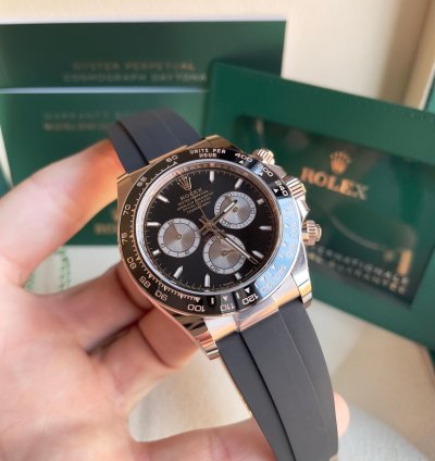 Rolex Daytona 2024 Daytona 126515ln Oysterflex Rose Gold Black Silver Dial