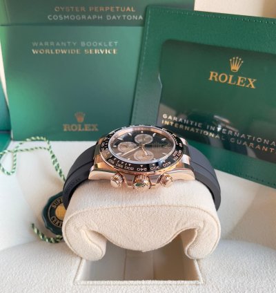 Rolex Daytona 2024 Daytona 126515ln Oysterflex Rose Gold Black Silver Dial