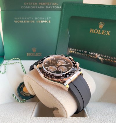 Rolex Daytona 2024 Daytona 126515ln Oysterflex Rose Gold Black Silver Dial