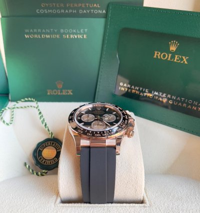 Rolex Daytona 2024 Daytona 126515ln Oysterflex Rose Gold Black Silver Dial