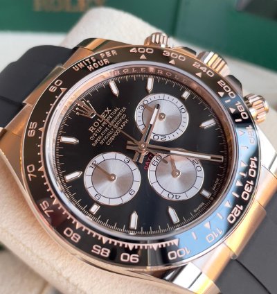 Rolex Daytona 2024 Daytona 126515ln Oysterflex Rose Gold Black Silver Dial