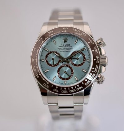 Rolex Daytona 2024 Daytona Platinum Ice Blue Baton Open Case Back 126506