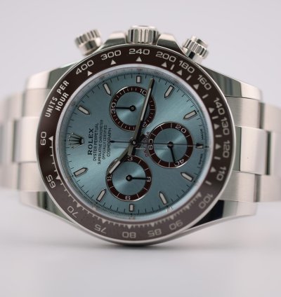 Rolex Daytona 2024 Daytona Platinum Ice Blue Baton Open Case Back 126506
