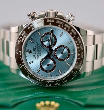 Rolex Daytona 2024 Daytona Platinum Ice Blue Baton Open Case Back 126506