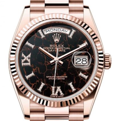Rolex Day-date 36 Unworn Day-date 36mm Eisenkiesel Diamond Dial Rose Gold Bracelet 128235 Box Papers 2023