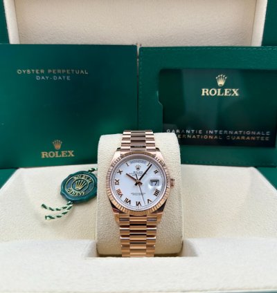 Rolex Day-date 36 Unworn Day-date 36mm White Roman Dial Rose Gold Bracelet 128235 Box Papers 2024