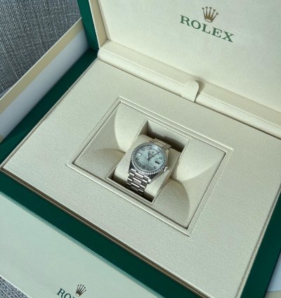 Rolex Day-date 36 Unworn Full Set Purchased 12 2024 White Gold Diamond Bezel