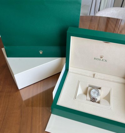 Rolex Day-date 36 Unworn Full Set Purchased 12 2024 White Gold Diamond Bezel