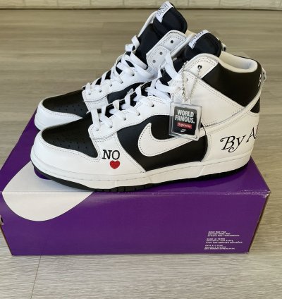 Supreme Nike Sb Dunk High By Any Means Black White