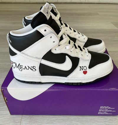 Supreme Nike Sb Dunk High By Any Means Black White