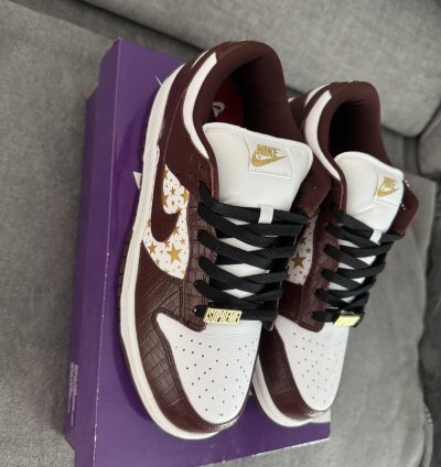 Nike Supreme Sb Dunk Low Stars Barkroot Brown 9us 43eu