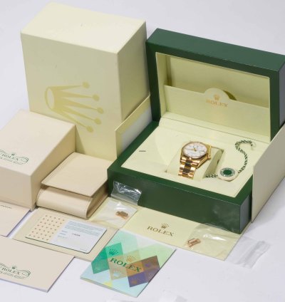 Rolex Day-date 36 White Dial Yellow Gold 36mm 118208 - Cpor Warranty
