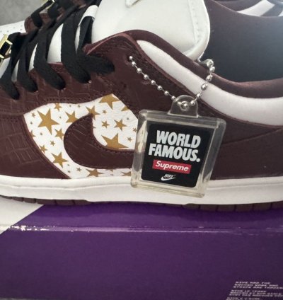 Nike Supreme Sb Dunk Low Stars Barkroot Brown 9us 43eu