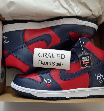 Supreme Nike Sb Dunk High By Any Means Navy Size 11