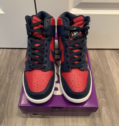 Supreme Nike Sb Dunk High By Any Means Red Navy Size 9