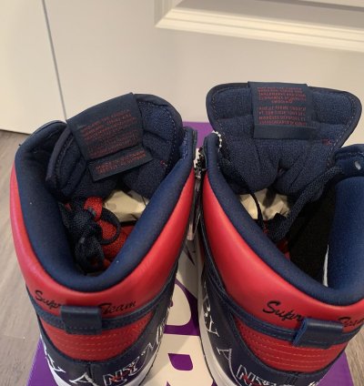 Supreme Nike Sb Dunk High By Any Means Red Navy Size 9