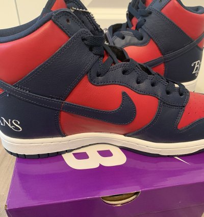 Supreme Nike Sb Dunk High By Any Means Red Navy Size 9