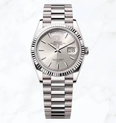 Rolex Day-date 36 White Gold Silver Dial 128239 new Unworn