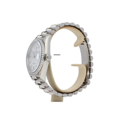 Rolex Day-date 36 White Gold Silver Dial Factory Diamond Bezel President