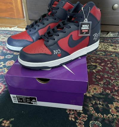 Supreme Nike Sb Dunk High Red Navy