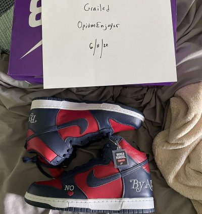 Supreme Nike Sb Dunk High Red Navy