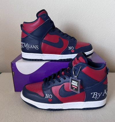 Supreme Nike Sb Dunk High Varsity Red Navy