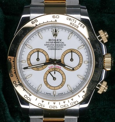 Rolex Daytona 2025 New Unworn Rolex Daytona Two-tone 40mm White Dial Yellow Gold Steel 126503