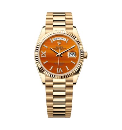 Rolex Day-date 36 Yellow Gold Carnelian With Diamonds Dial 128238 Unworn Full Set