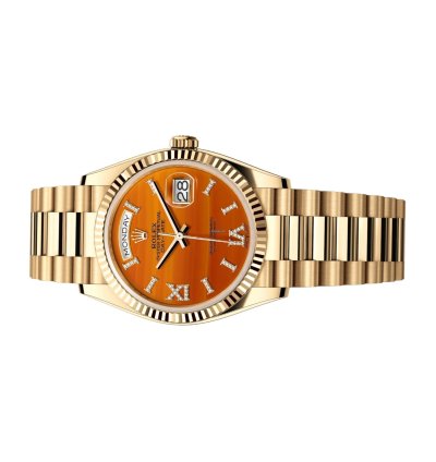Rolex Day-date 36 Yellow Gold Carnelian With Diamonds Dial 128238 Unworn Full Set