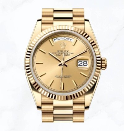 Rolex Day-date 36 Yellow Gold Champagne Dial new Unworn