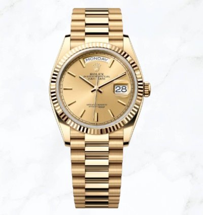 Rolex Day-date 36 Yellow Gold Champagne Dial new Unworn