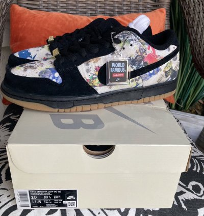 Supreme Nike Sb Dunk Low Rammellzee Size 10 Black Fd8778-001
