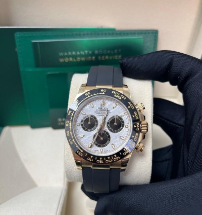 Rolex Daytona 40 Watch - Meteorite And Black Index Dial - Black Oysterflex Strap 116518ln