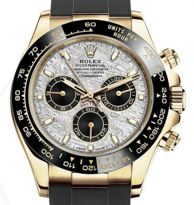 Rolex Daytona 40 Watch - Meteorite And Black Index Dial - Black Oysterflex Strap 116518ln